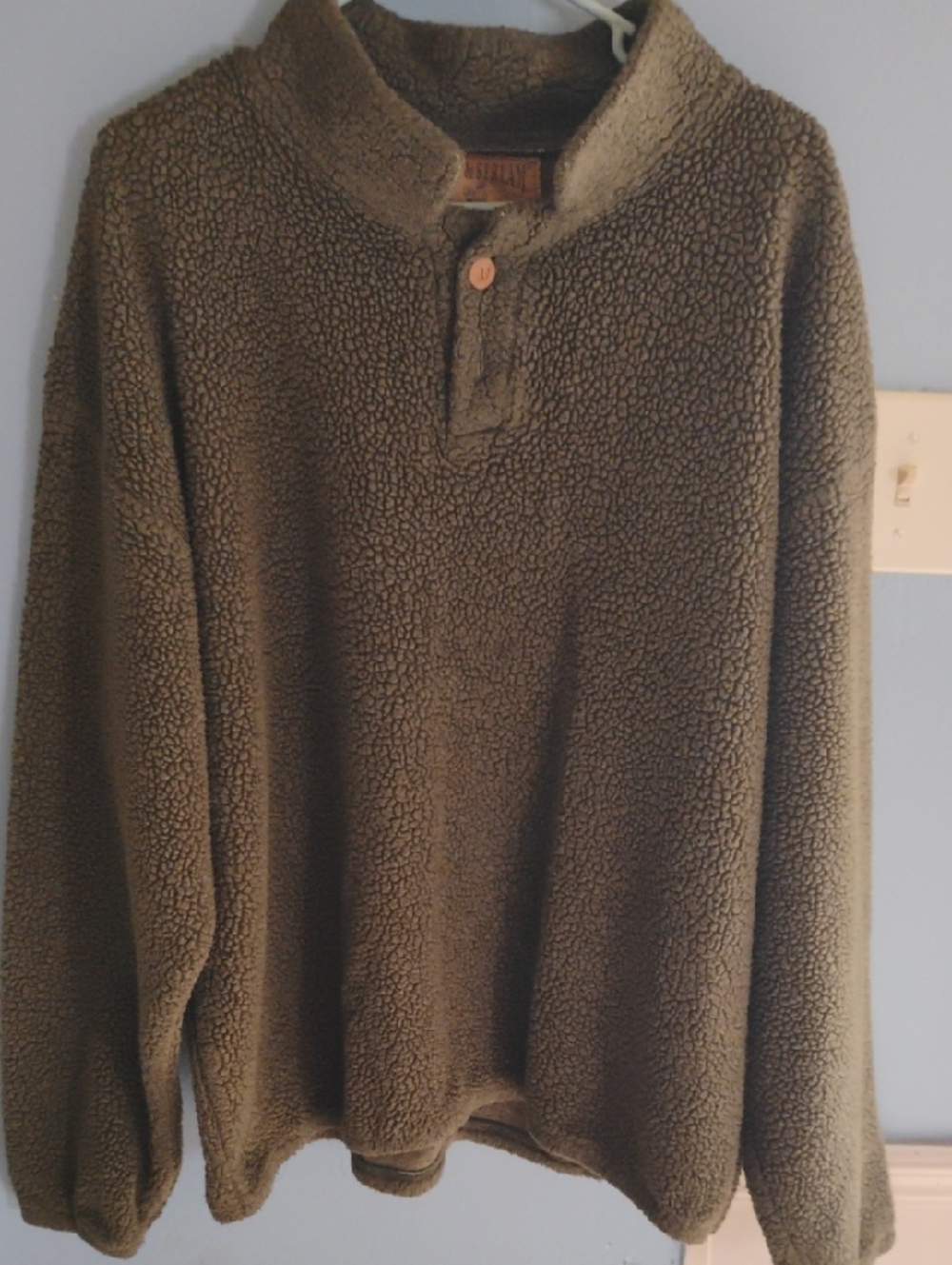Field & Stream Men's Olive Brown Sherpa Crewneck Pullover